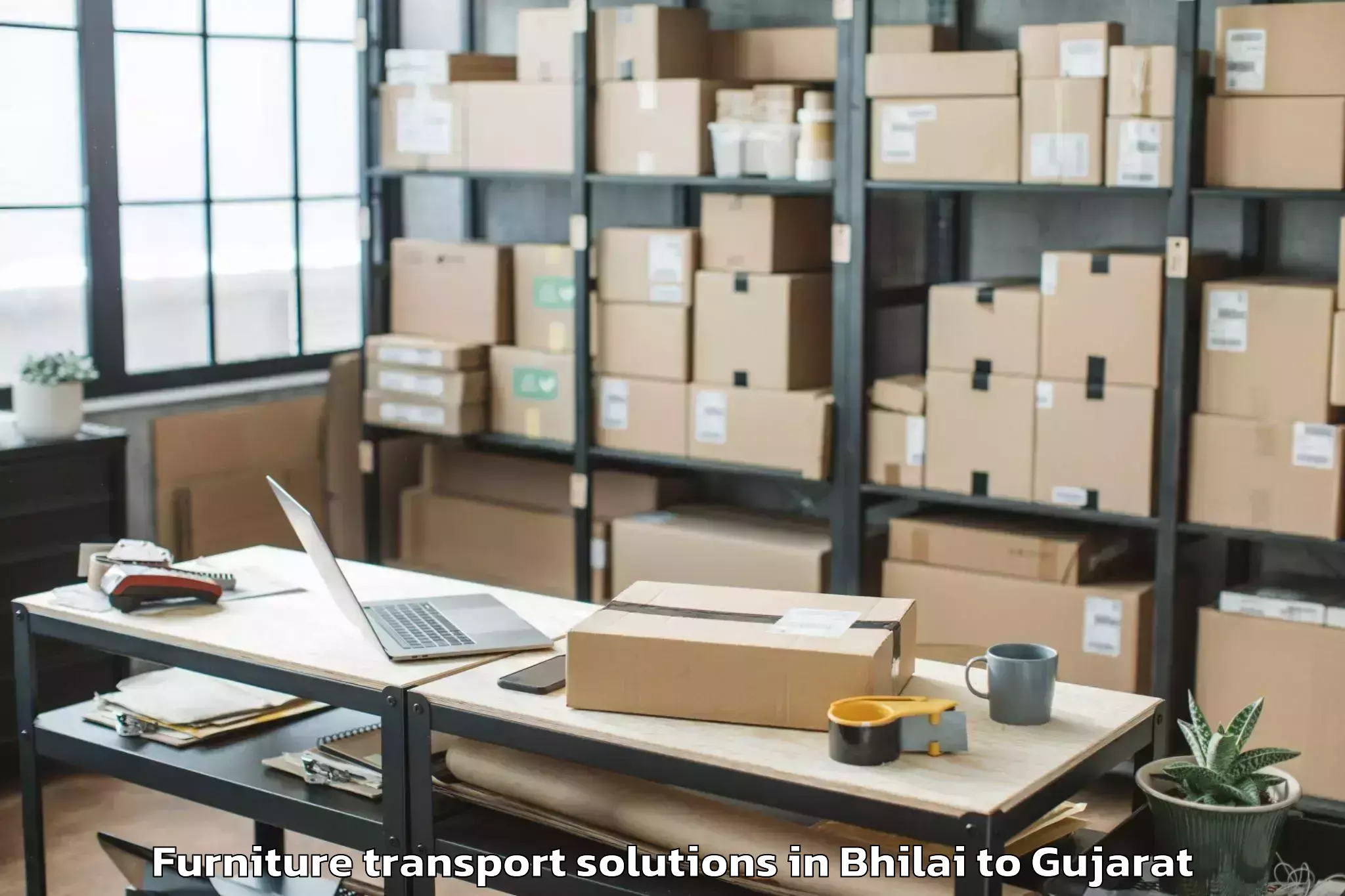 Easy Bhilai to Madhav Kampo Furniture Transport Solutions Booking